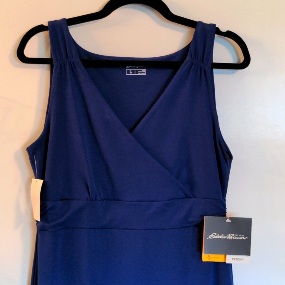 Eddie Bauer Travex FreeDry Midi Sleeveless Dress Cobalt Blue Size Medium